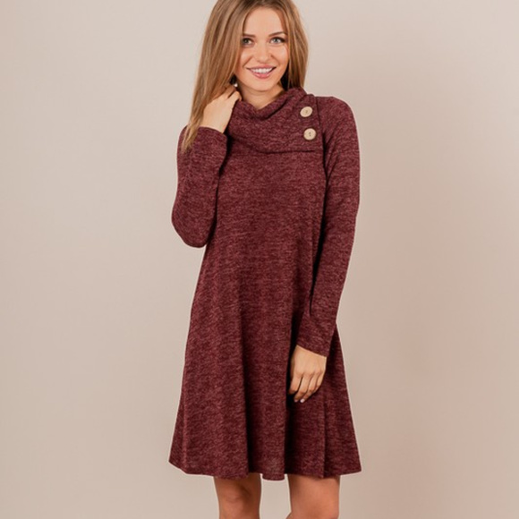 Dresses & Skirts - *ONLY 1 LEFT*     SUPER SOFT HEATHER KNIT MIDI DRESS, WINE